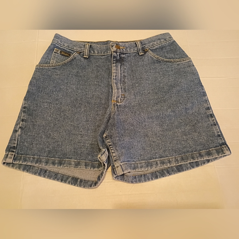 Wrangler Women's Blue Denim High Waist Shorts Sz 12 Avg